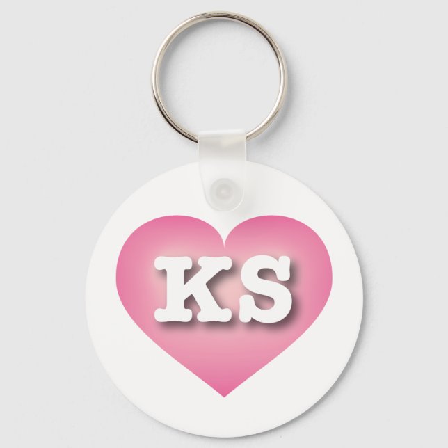 Porte-clés Kansas Pink Fade Heart - I love KS (Recto)