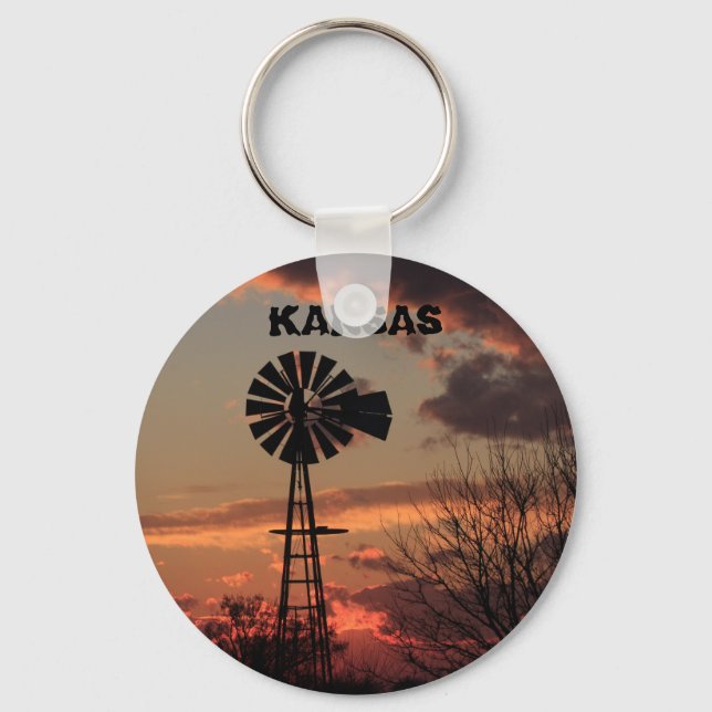Porte-clés Kansas Windmill Sunset (Recto)