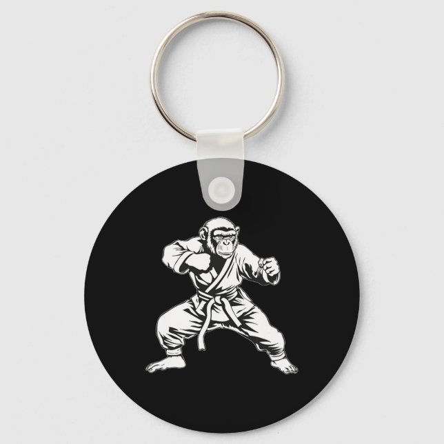 Porte-clés Karate Monkey Taekwondo Kickboxing Mma Judo Singe (Recto)