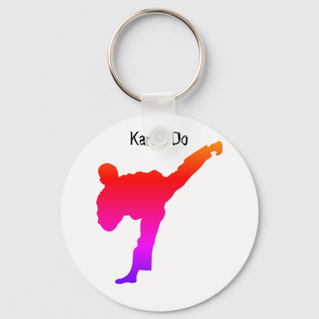 Porte-clés Karate Silhouette Arts martiaux Dégradé Rouge viol (Recto)