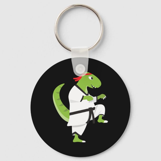 Porte-clés Karate T-rex Cool Mignon Dinosaure Combattant Hall (Recto)