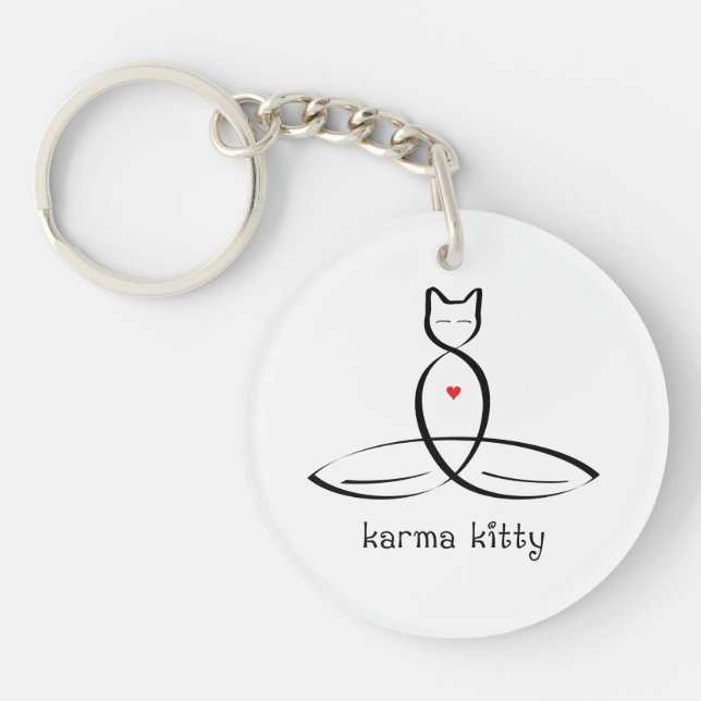 Porte-clés Karma Kitty - Texte de style élégant. (Devant)
