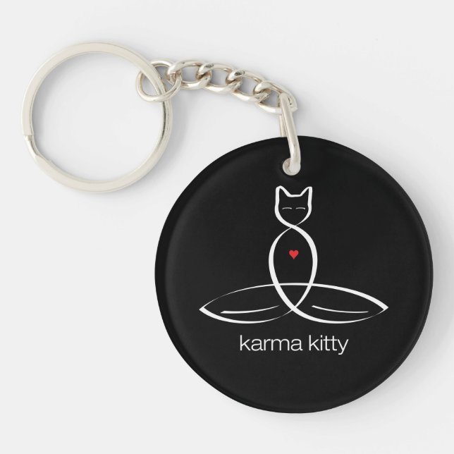 Porte-clés Karma Kitty - Texte de style régulier. (Devant)