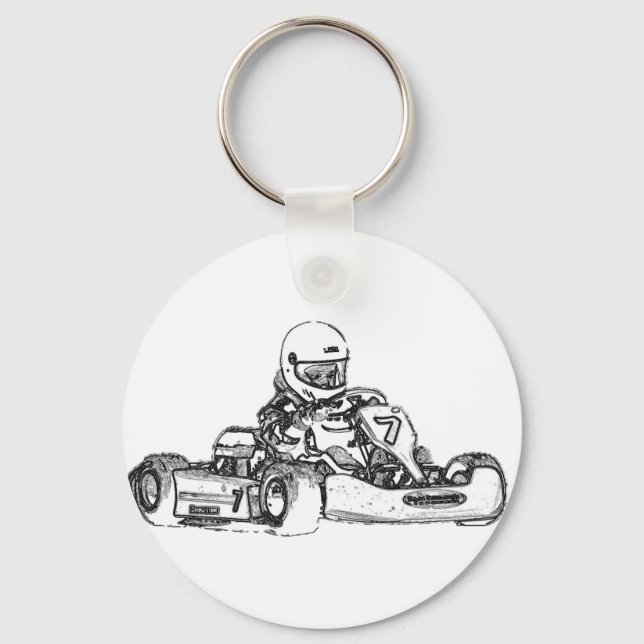 Porte-clés Kart Racing Pencil Sketch (Recto)