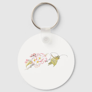 Porte-clés Katydid avec les fleurs de cerisiers