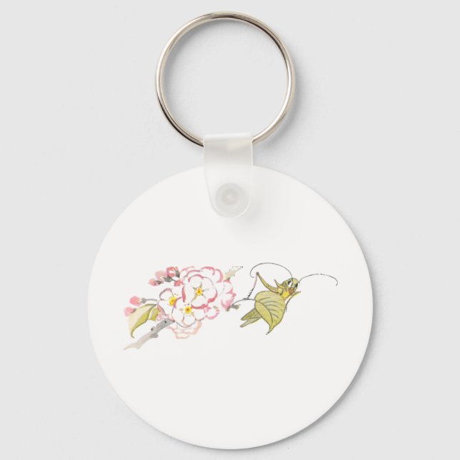 Porte-clés Katydid avec les fleurs de cerisiers (Recto)