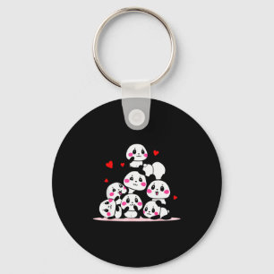 Porte-clés Kawaii Bébé Panda Mignon avec des Cœurs Rouges Sai