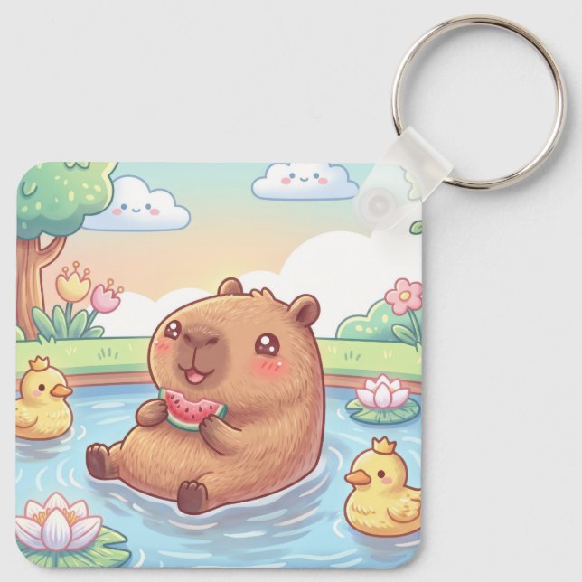 Porte-clés Kawaii capy in a pond (Dos)