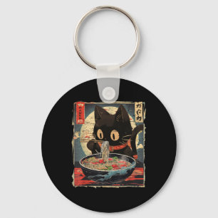Porte-clés Kawaii Chat Manger Ramen nouilles Vintage Japonais