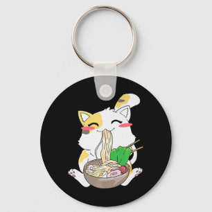 Porte-clés Kawaii Chat Ramen Anime Japonais Alimentation Cade
