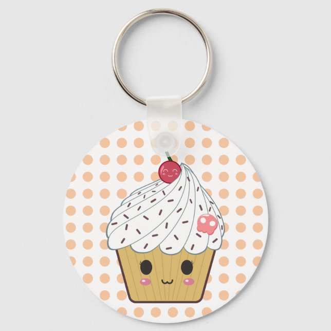 Porte-clés Kawaii Cupcake en Pois (Recto)