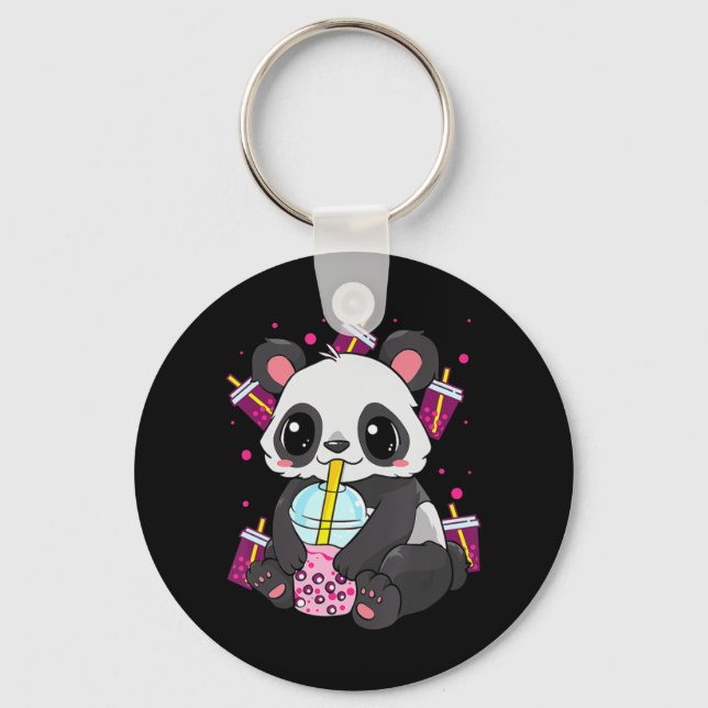 Porte-clés Kawaii Cute Anime Panda Boba Buble Tea Otaku Homme (Recto)