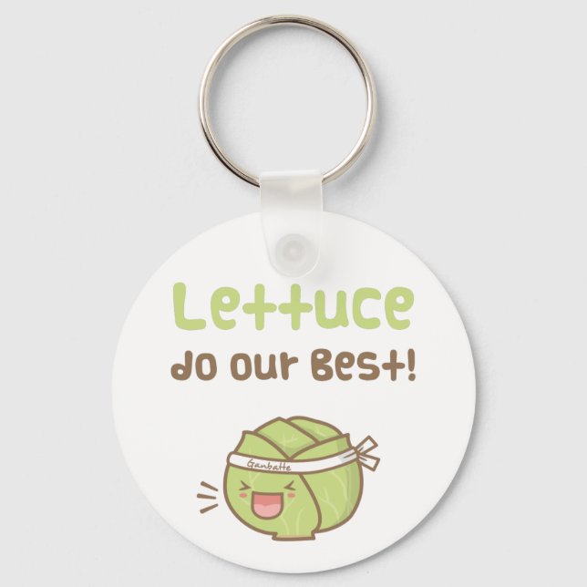 Porte-clés Kawaii Cute Lettuce Do Our Best Food Pun Humor (Recto)