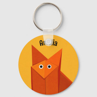 Porte-clés Kawaii Cute Origami Fox Geometry Art Nom jaune