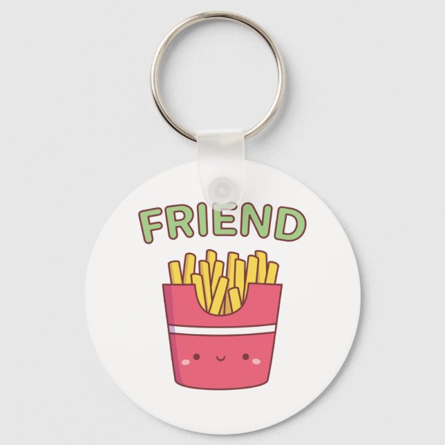 Porte-clés Kawaii Friend Frites Doodle Meilleure Amie (Recto)