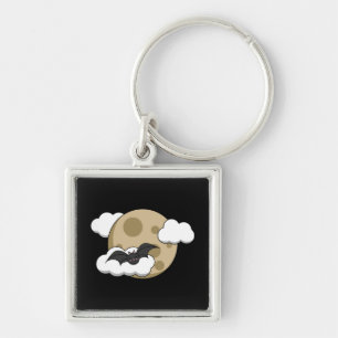 Porte-clés Kawaii Happy Bat Voler sur la Pleine lune