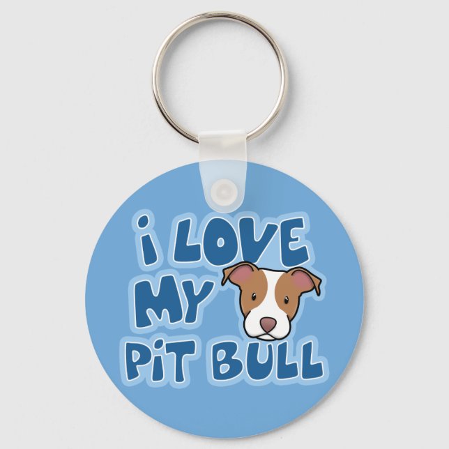 Porte-clés Kawaii I Love My Pit Bull (Recto)