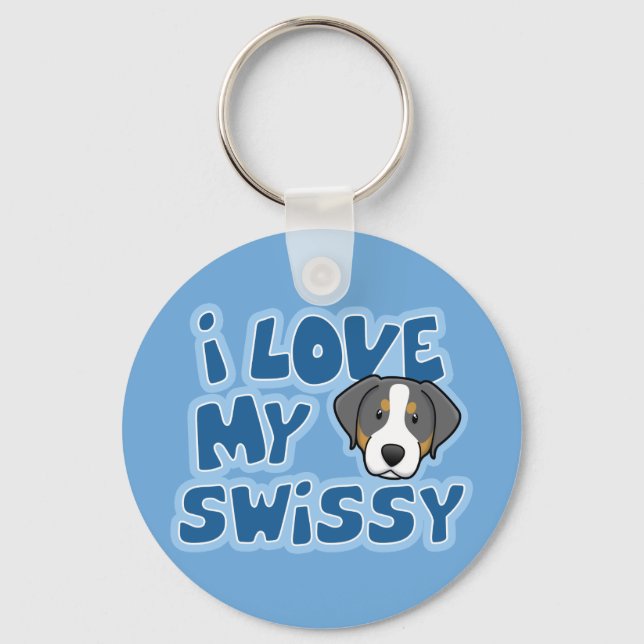 Porte-clés Kawaii I Love My Swissy (Recto)