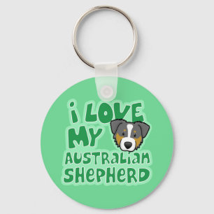 Porte-clés Kawaii I Love My Tri Color Australian Shepherd