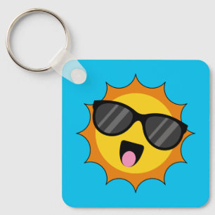 Porte-clés Kawaii Joyeux soleil avec lunettes de soleil