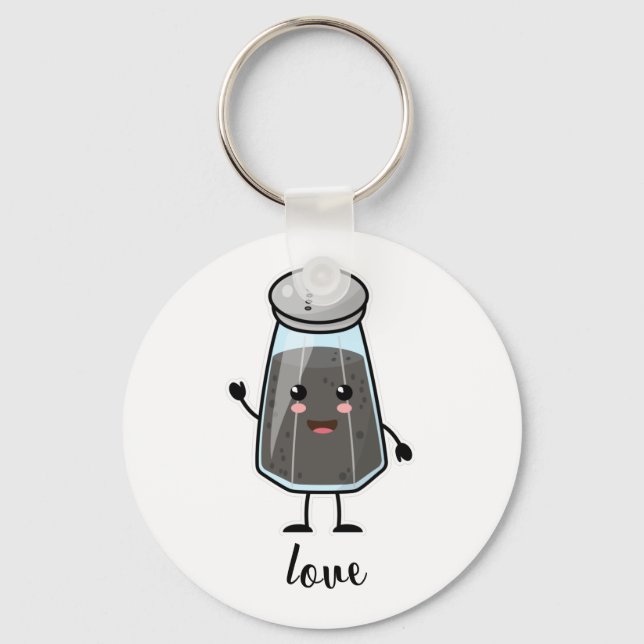 Porte-clés Kawaii Pepper Shaker : Amour (pour toujours) Porte (Recto)