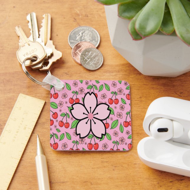 Porte-clés Kawaii Red Cherry Vibes Cute Girly Aesthetic (Bureau)