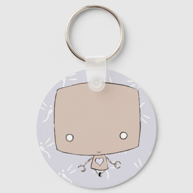 Porte-clés Kawaii Robot (purple firefly print) (Recto)