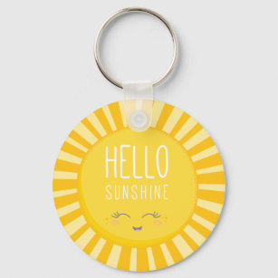 Porte-clés KAWAII SKY brillant jaune vif sourire soleil solei