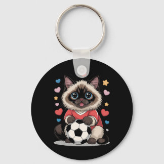 Porte-clés Kawaii Soccer Cat Just Girl qui aime Birman Winni