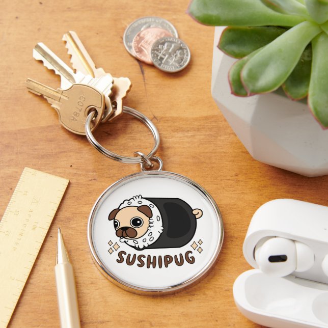 Porte-clés Kawaii Sushi Carlin Mashup Funny Chien Lover cadea (Bureau)