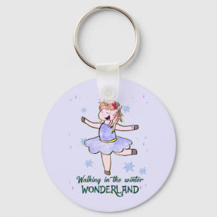 Porte-clés Kawaii Unicorn Marcher en hiver