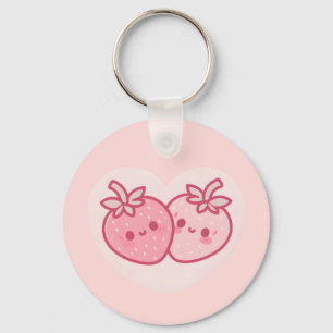 Porte-clés Kawaii Valentines roses Fraises