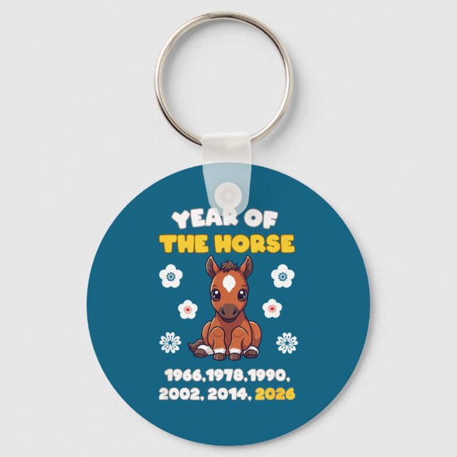 Porte-clés Kawaii Year Of Horse Chinese Zodiac 2026 Animal  (Recto)