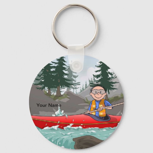Porte-clés Kayak - Dessin masculin par PrintedPerfection.com (Recto)