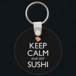 Porte-clés Keep Calm And Eat Sushi<br><div class="desc">Keep Calm And Eat Sushi. This funny sushi lover accessory is a great sushi lover gift for a man, woman, girls, boys, teens & kids who love to eat sushi & sashimi at Japanese restaurants, and love wasabi, ginger and soy sauce. If you love Japanese food, and eating tuna maki...</div>