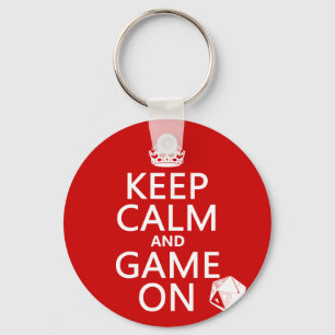 Porte-clés Keep Calm and Game On - dice - all colors