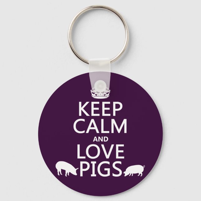 Porte-clés Keep Calm and Love Pigs (all colours) (Recto)