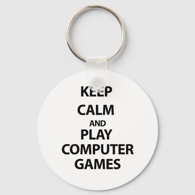 Porte-clés Keep Calm and Play Computer Games (Recto)