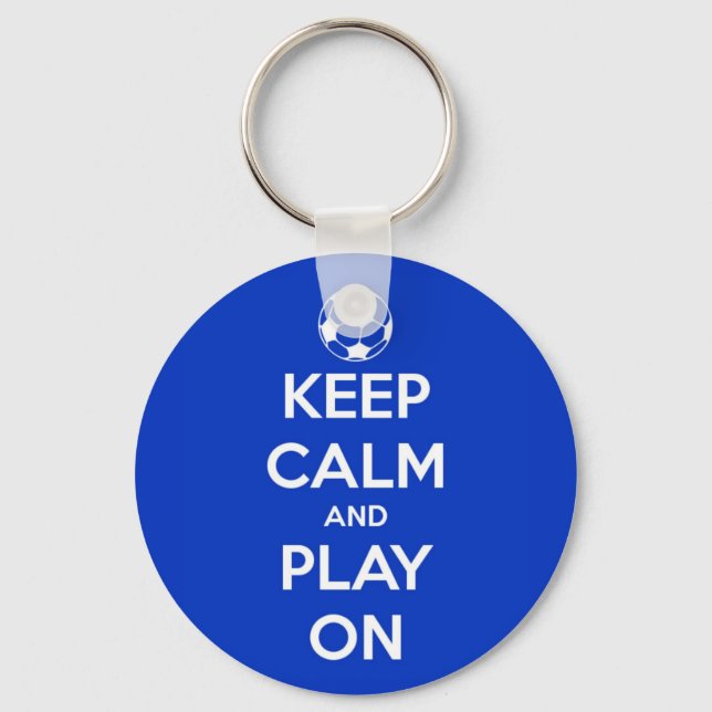 Porte-clés Keep Calm and Play On Blue (Recto)