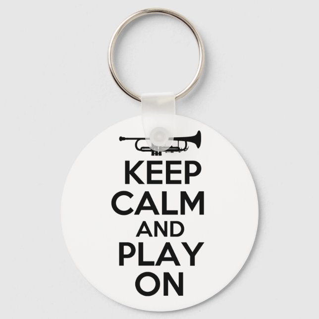Porte-clés Keep Calm and Play On (Trumpet) (Recto)