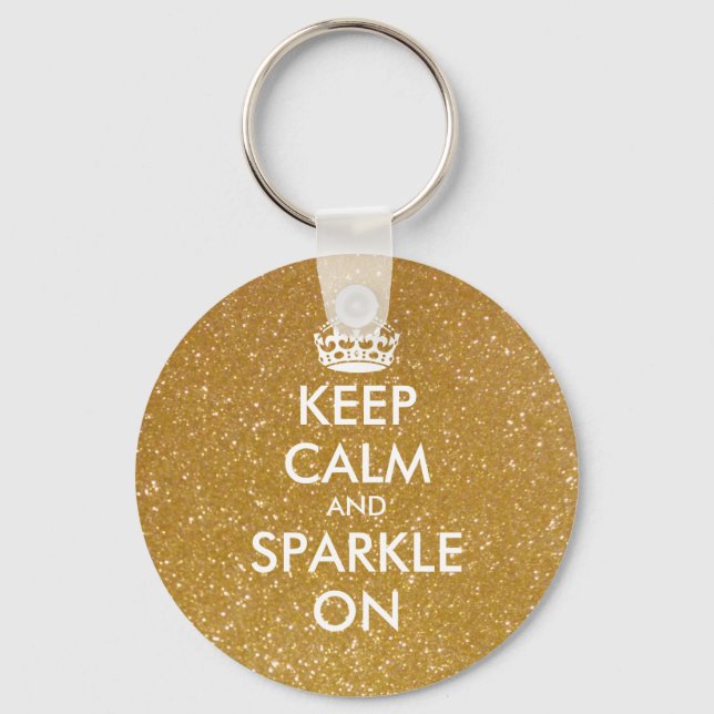 Porte-clés Keep calm and sparkle on gold glitter keychains (Recto)