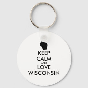 Porte-clés KEEP CALM et LOVE WISCONSIN personnalisables