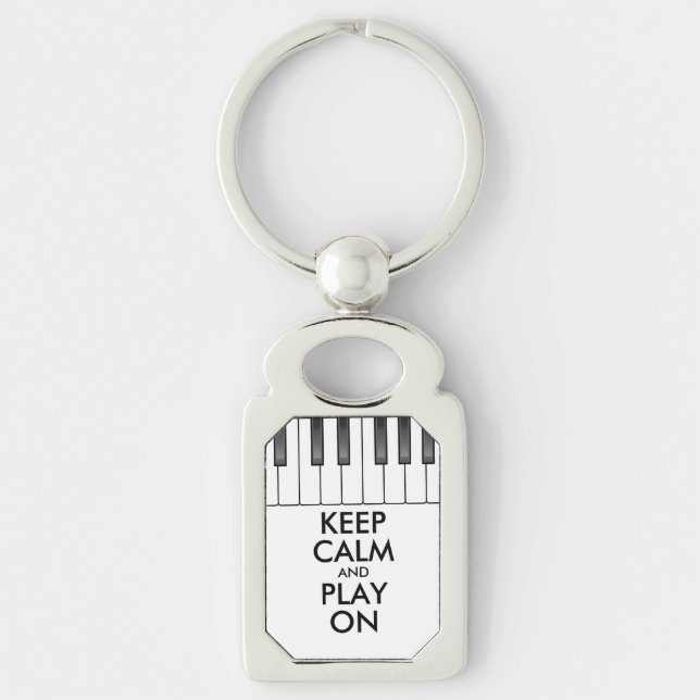 Porte-clés KEEP CALME personnalisé et JOUER ON - piano clavie (Devant)