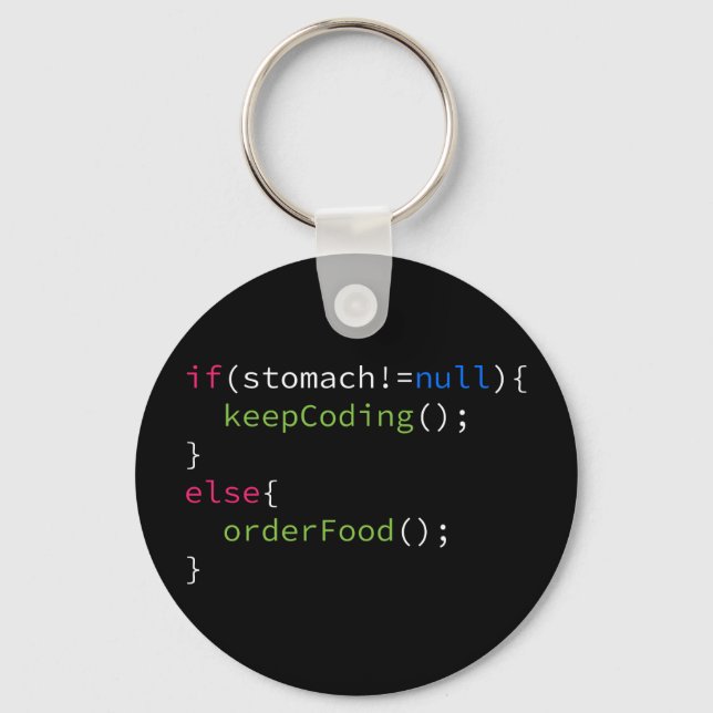 Porte-clés Keep Coding or Order Food (Recto)