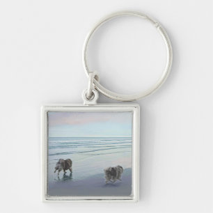 Porte-clés Keeshonds at the Seashore Peinture Dog Art