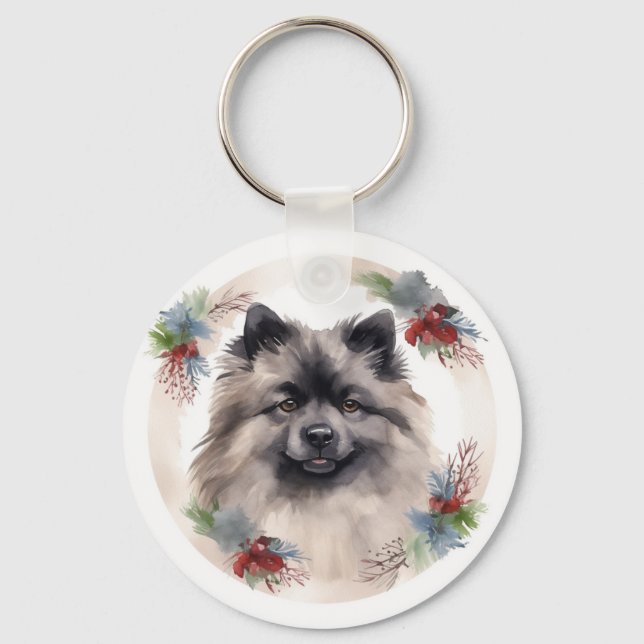 Porte-clés Keeshony Christmas Wreath Festive Pup (Recto)