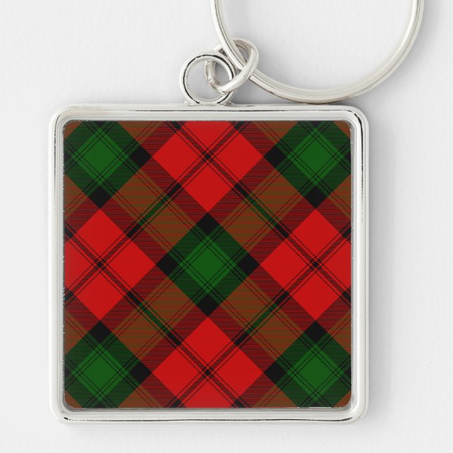 Porte-clés Kerr tartan rouge vert plaid (Devant)