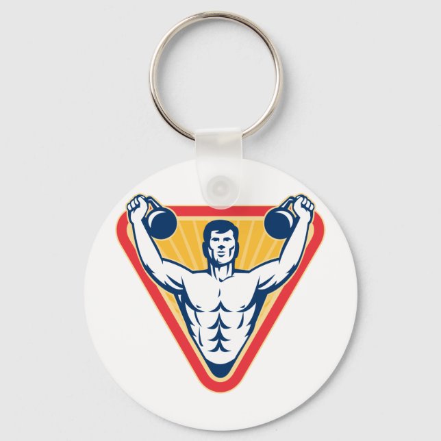 Porte-clés Kettlebell Exercise Weight Training Retro (Recto)