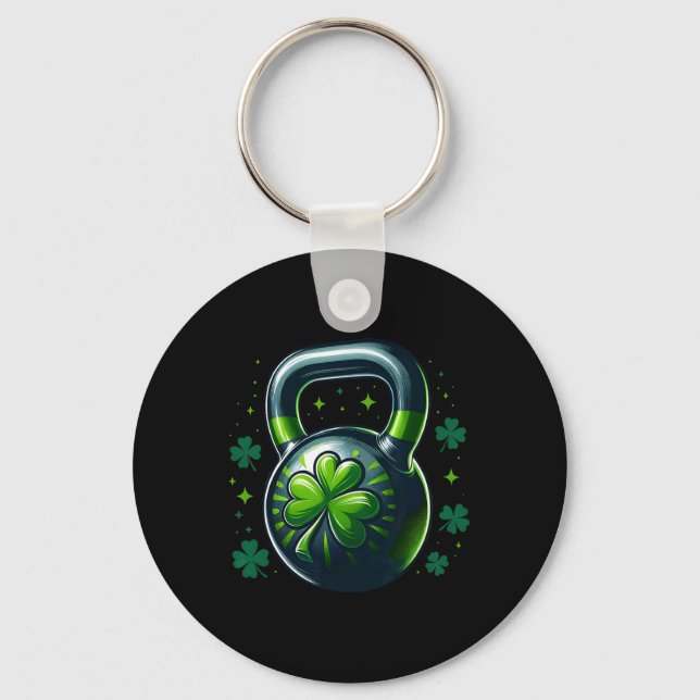 Porte-clés Kettlebell Trèfle de la Saint-Patrick Entraînement (Recto)