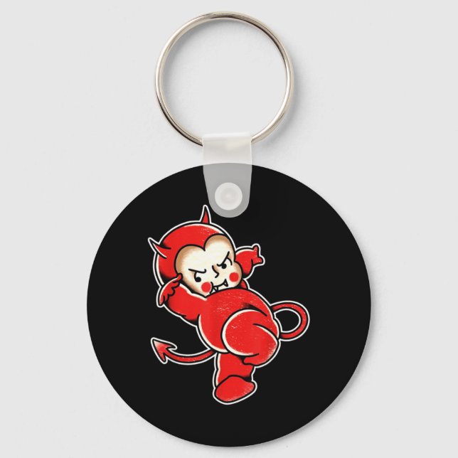 Porte-clés Kewpie Bébé Diable Cornes de Démon Tatouage (Recto)